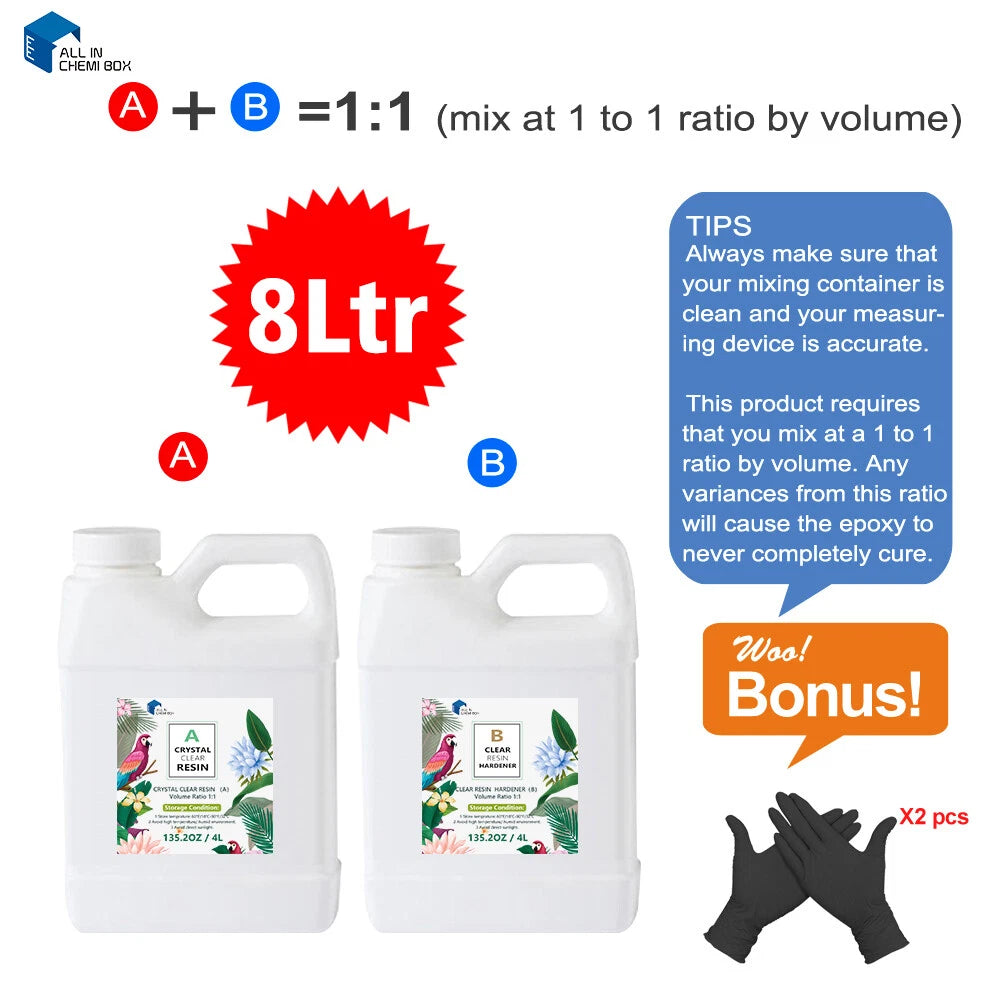 Epoxy Resin Art DIY UV Clear Coating Kit for Crafts (1:1, 2:1, 3:1)