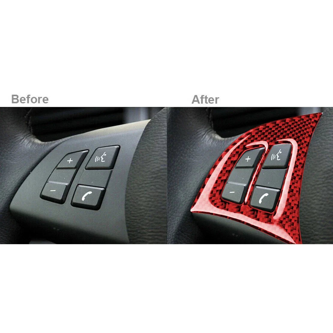 2 x Real Carbon Fiber Steering Wheel Button Covers for BMW X5 E70 (2008-2013)
