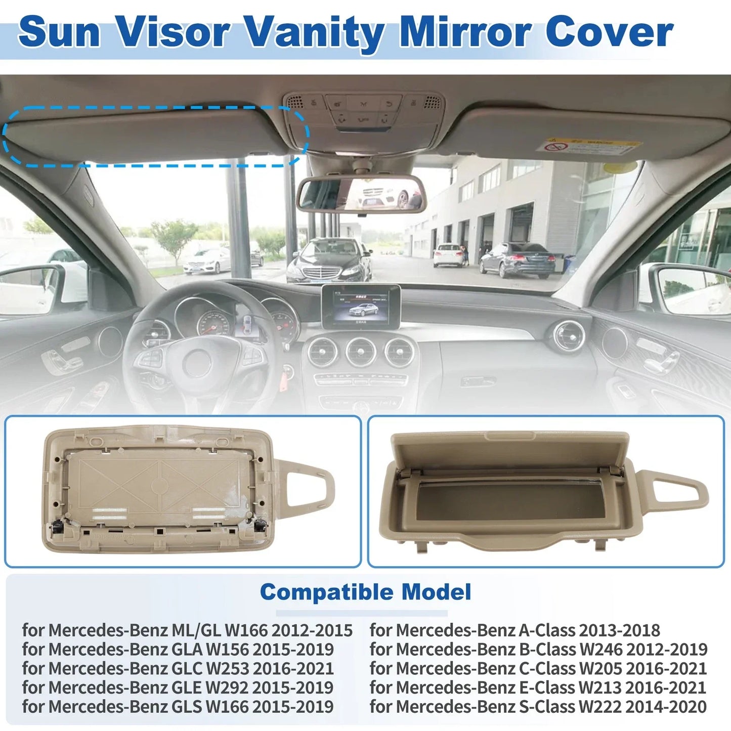 Left Sun Visor Vanity Mirror Cover for Mercedes-Benz GLA/GLE 2015-2019