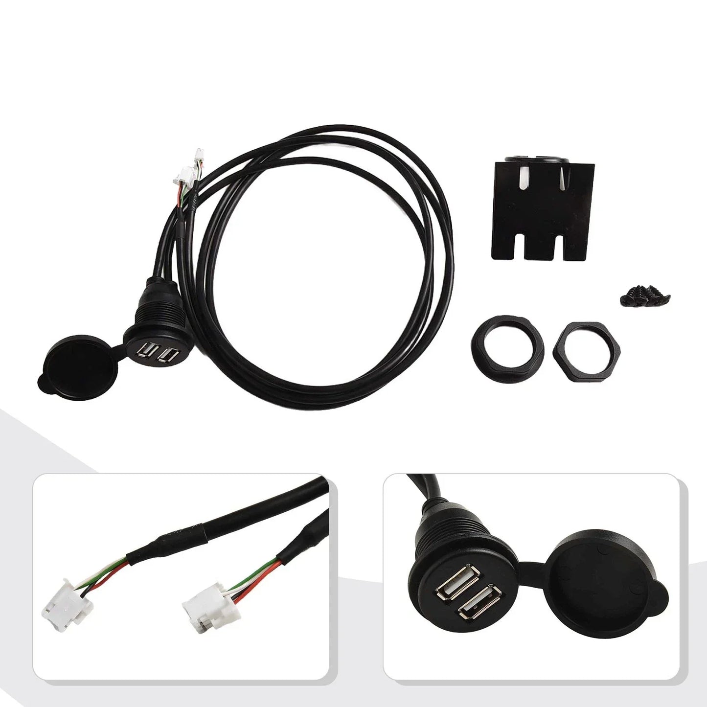 Panel Adapter / 145cm Cable Length / Dual USB Port Flush Mount Car