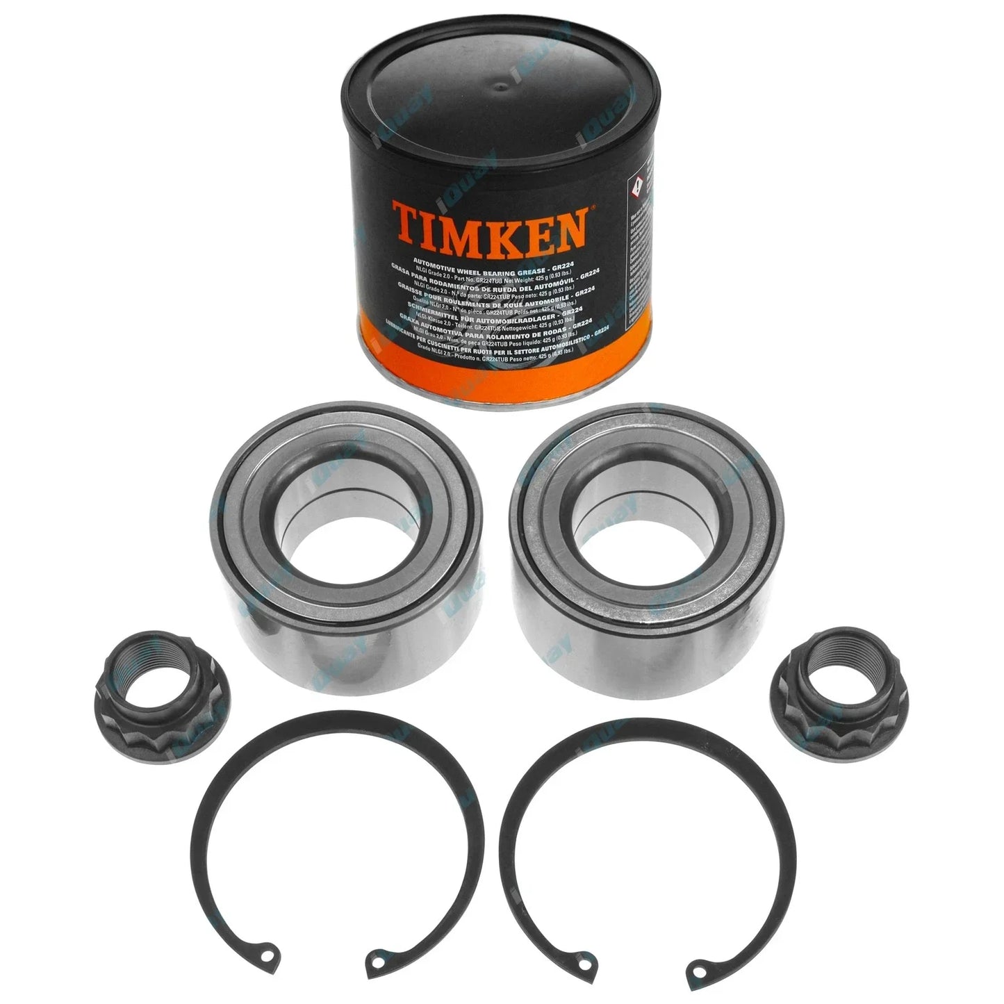 2 Front Wheel Bearing Kits + Grease for Prius C NHP10R 4cyl 1.5L 1NZ-FXE 2012~17