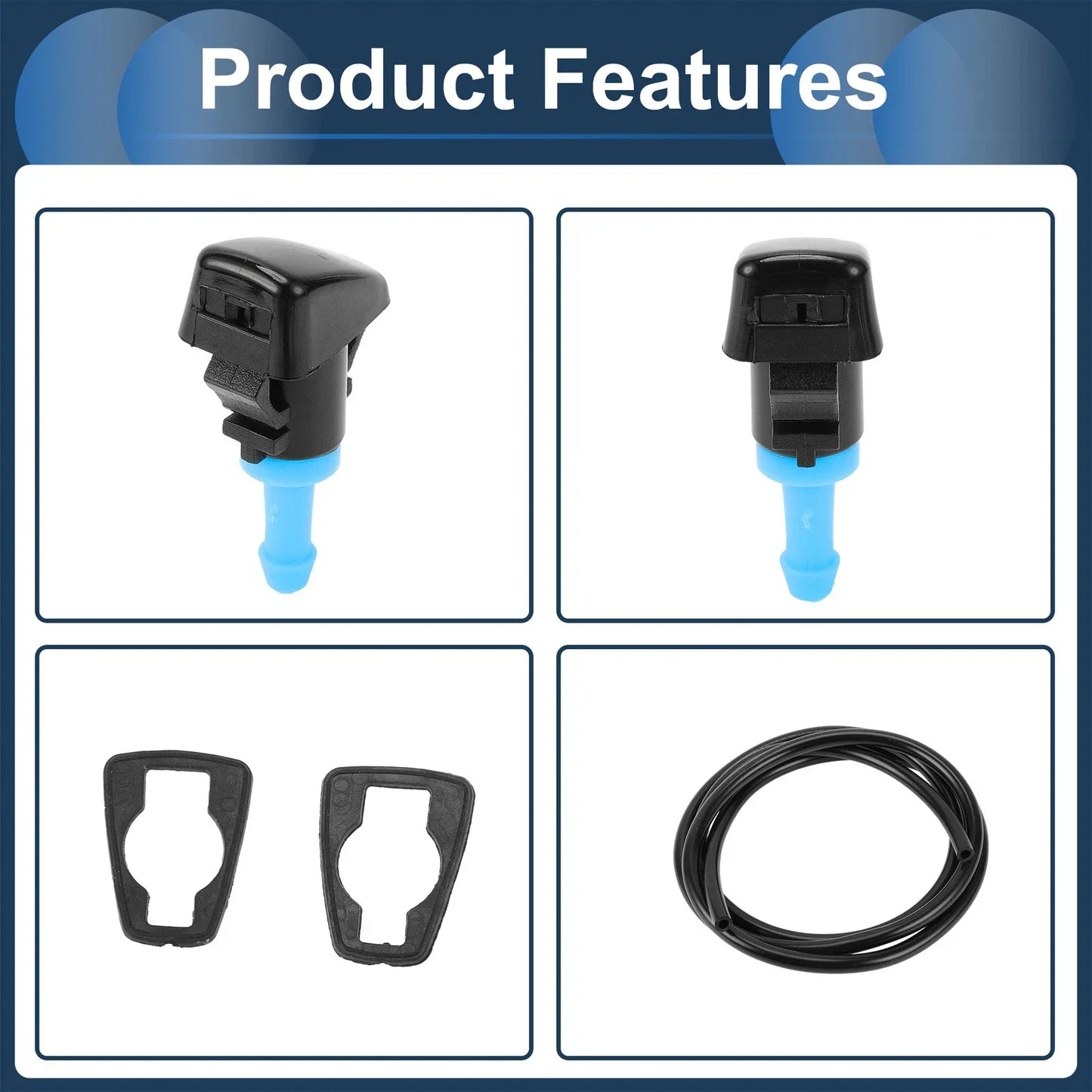 Windshield Washer Nozzle & Gasket, Fluid Hose for Dodge (Fits 2001-2006)