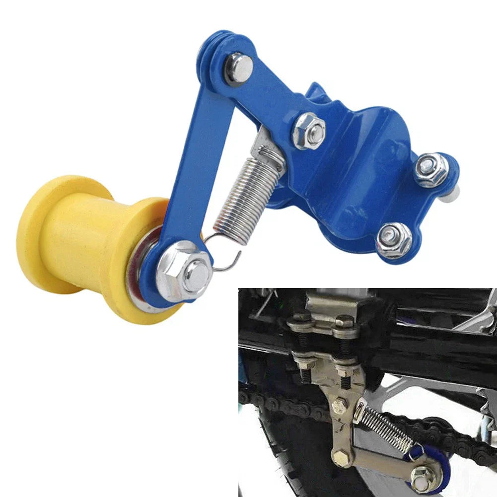Universal Bolt-On Chain Tensioner Roller Adjuster for ATV Dirt Bike Blue & Yellow