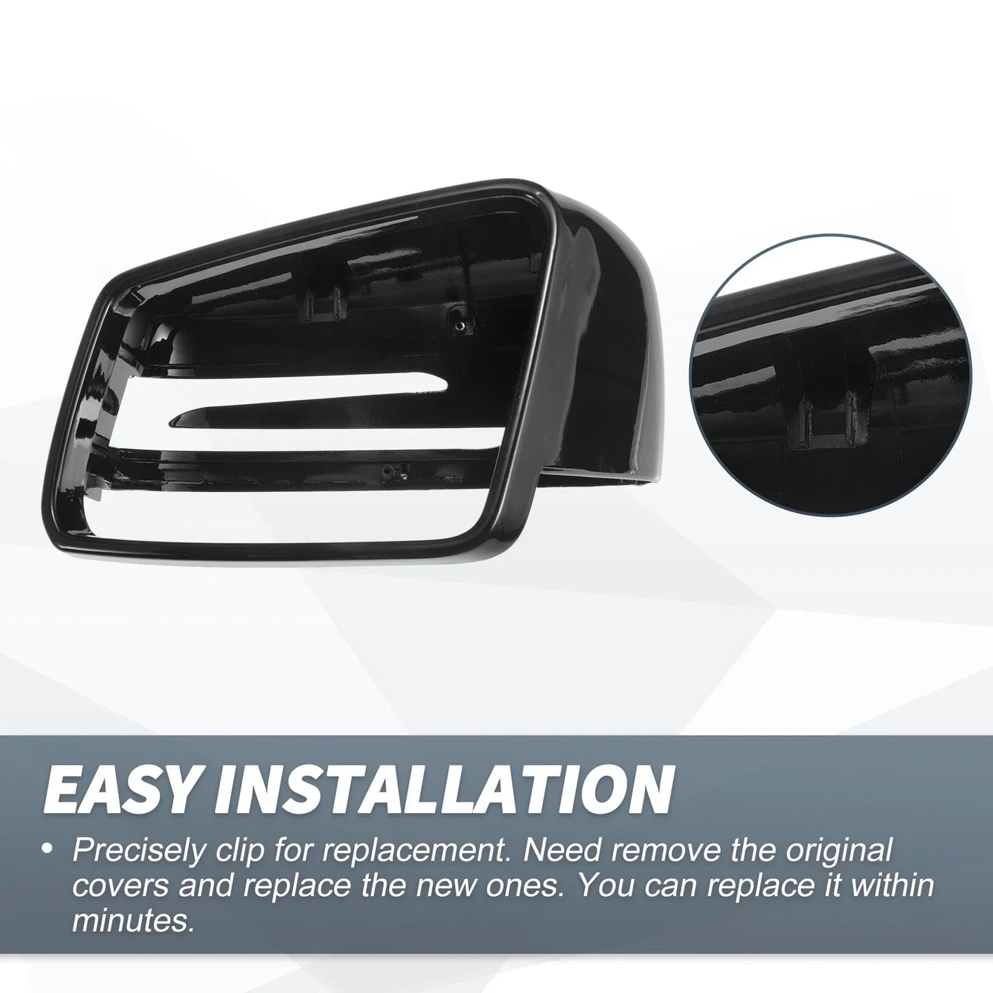 Rearview Mirror Cover Cap Gloss Black for Mercedes-Benz W176 W204 W212 W211
