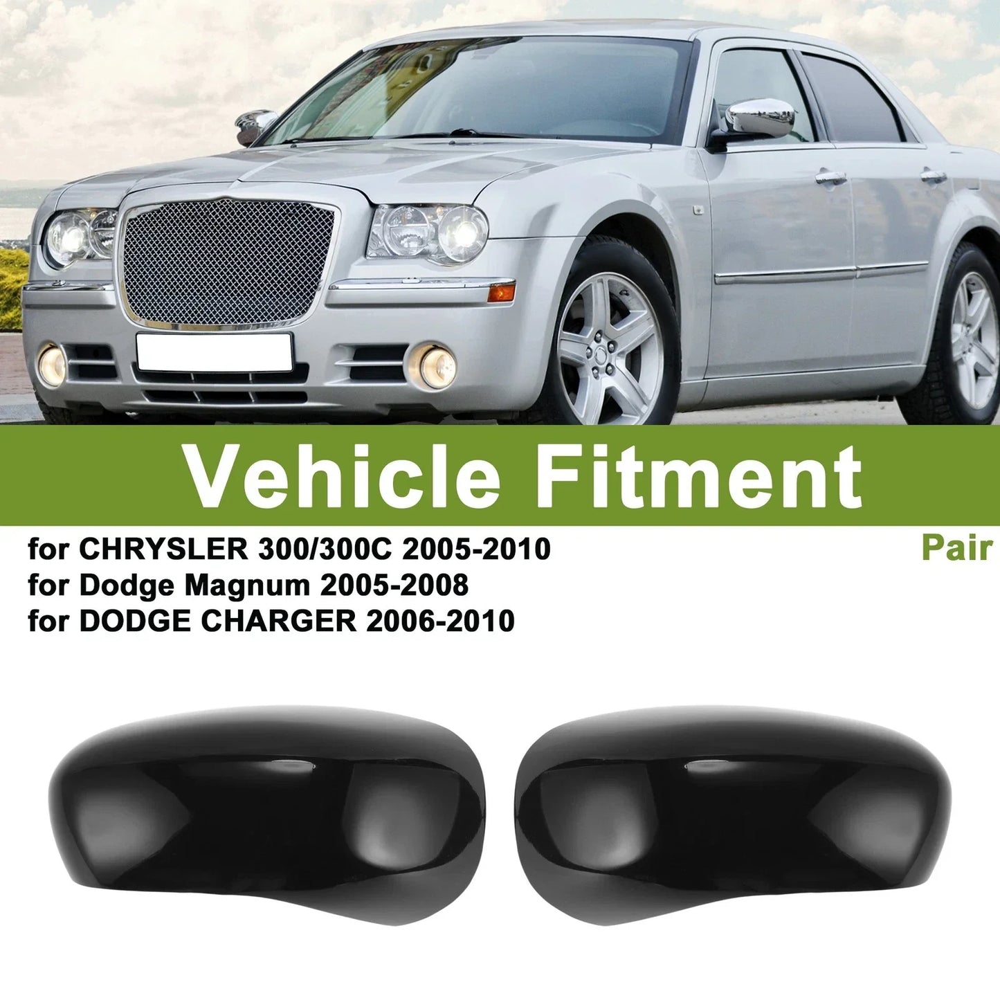Left Right Side Mirror Cover Caps for CHRYSLER 300/300C (2005-2010)