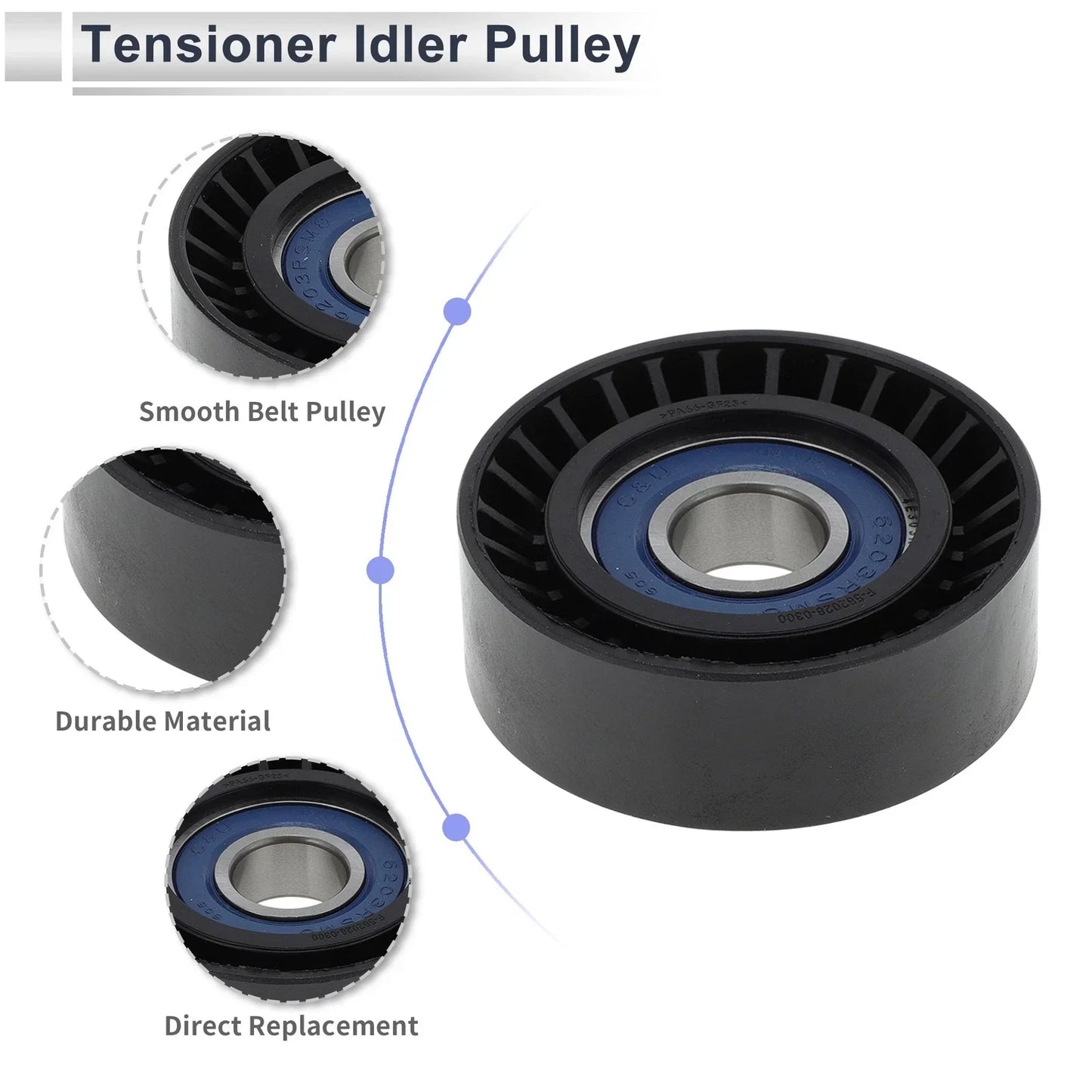 Drive Belt Idler Pulley for Mercedes-Benz A-Class (1997-2001) Black