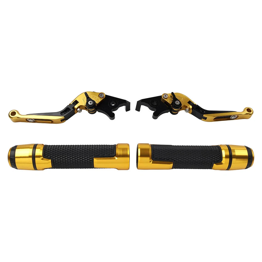 Gold Extendable Brake Clutch Levers & Handlebar Grips for Aprilia Tuono V4