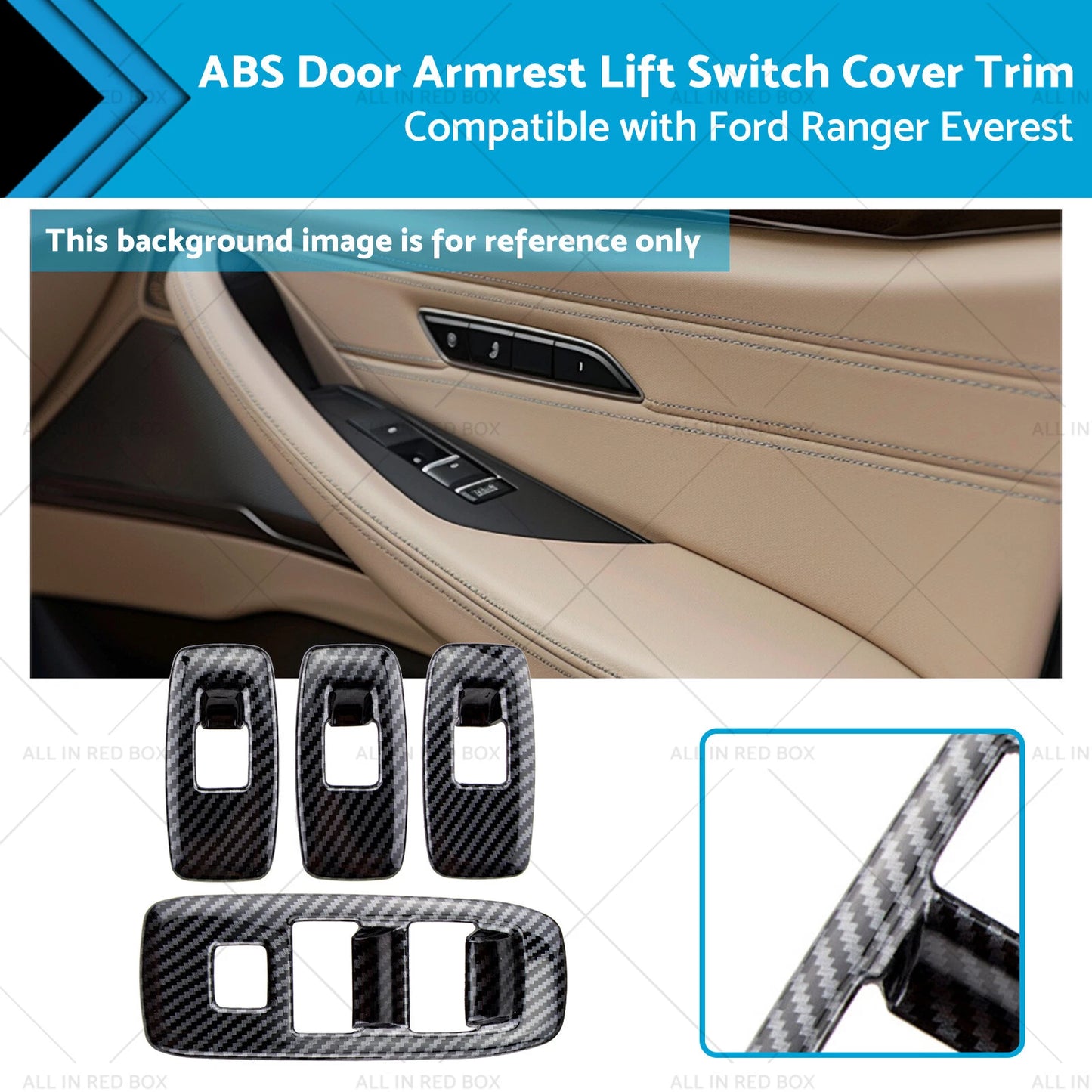 Door Armrest Lift Switch Cover Trim for Ford Ranger Everest (2015-2022)