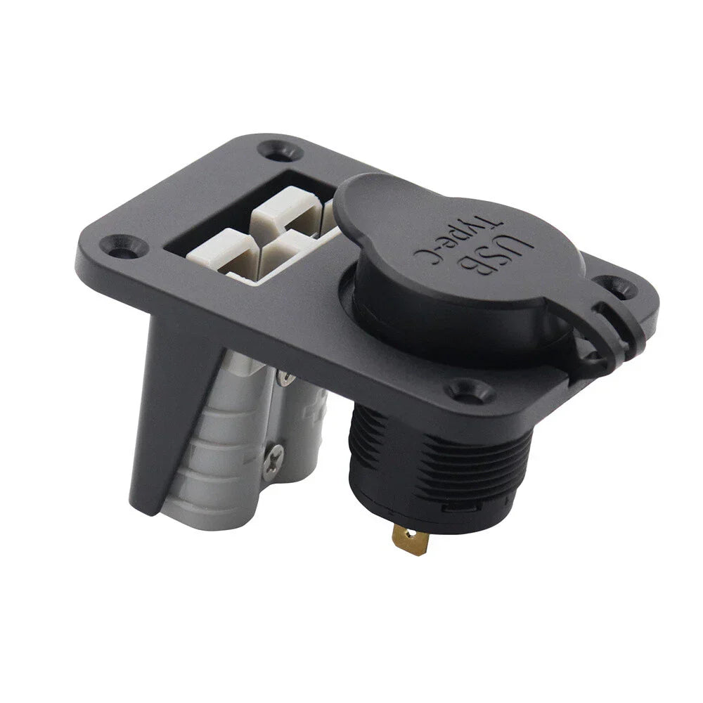 USB + Type C Power Socket Flush Mount for Anderson Plug Camper Boat Caravan