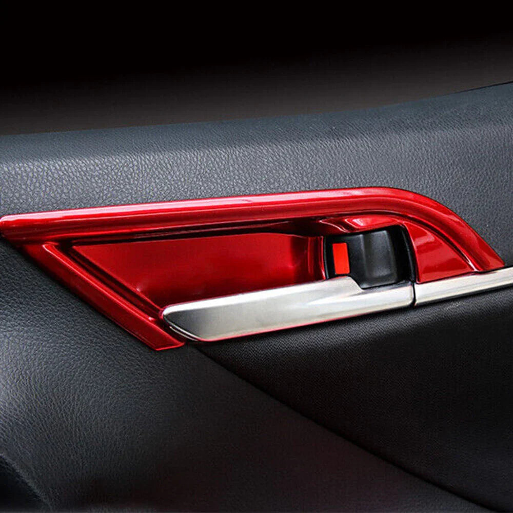 4 x Interior Door Handle Bowl Cover Trim Red for Toyota Camry (2018-2023)