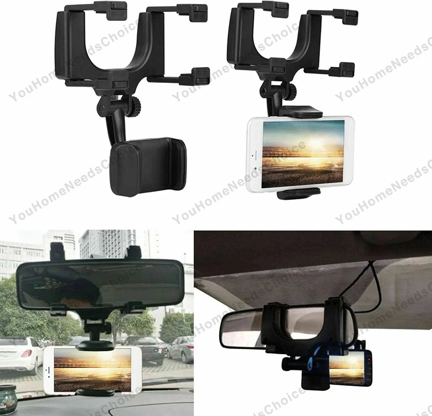 360�� Rotation Phone Holder Rear-view Mirror Mount for Car Truck Smartphone GPS