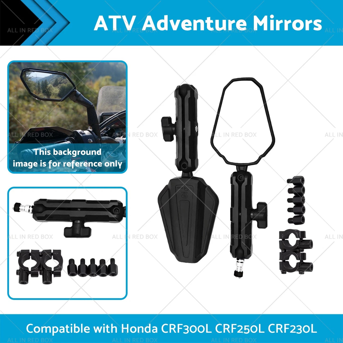7/8" Handlebar Mount ATV Adventure Mirrors for Honda CRF300L 250L (2021-2023)
