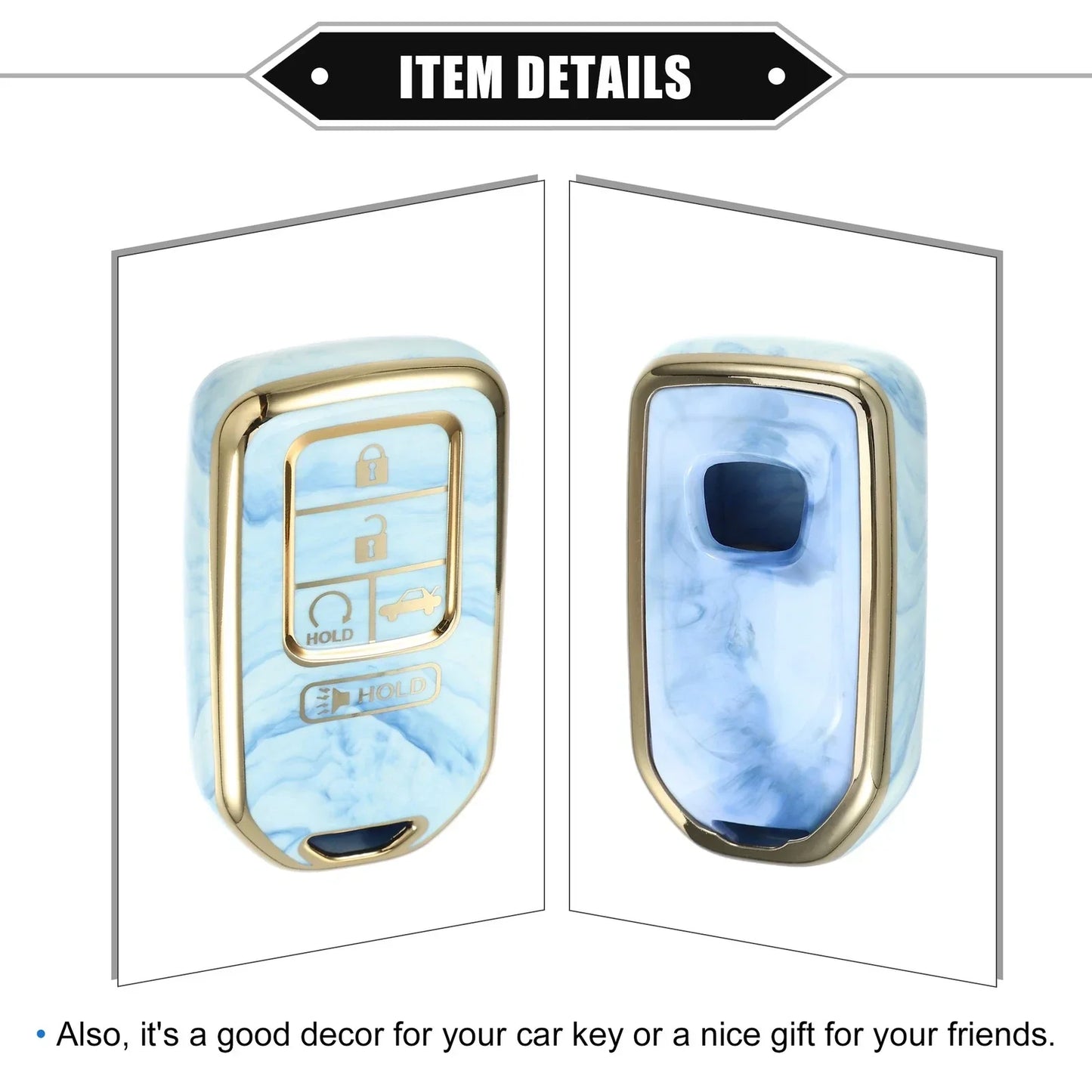 Key Fob Cover for Honda Accord CR-V 5 Button Soft TPU Blue (2016-2023)