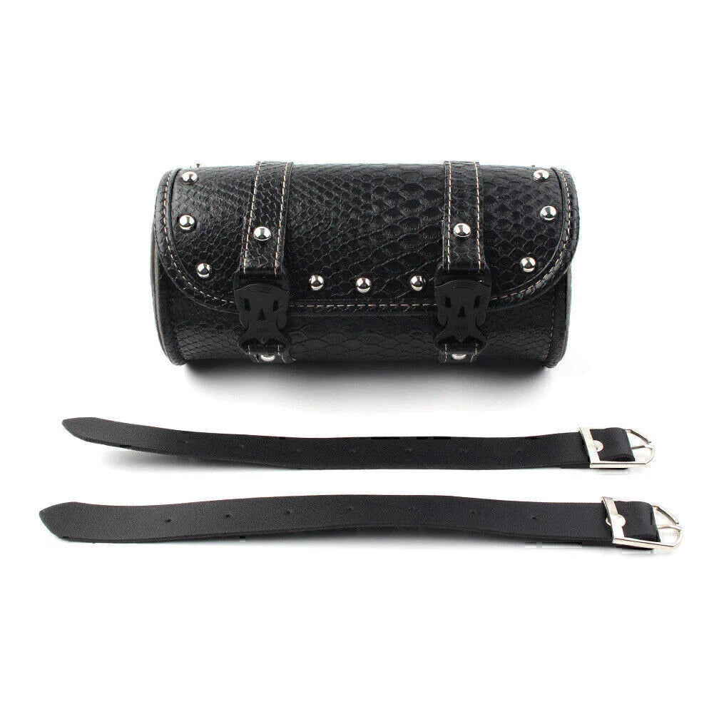 Leather Motorcycle Tool Bag for Universal Fork Handlebar Saddlebag Roll