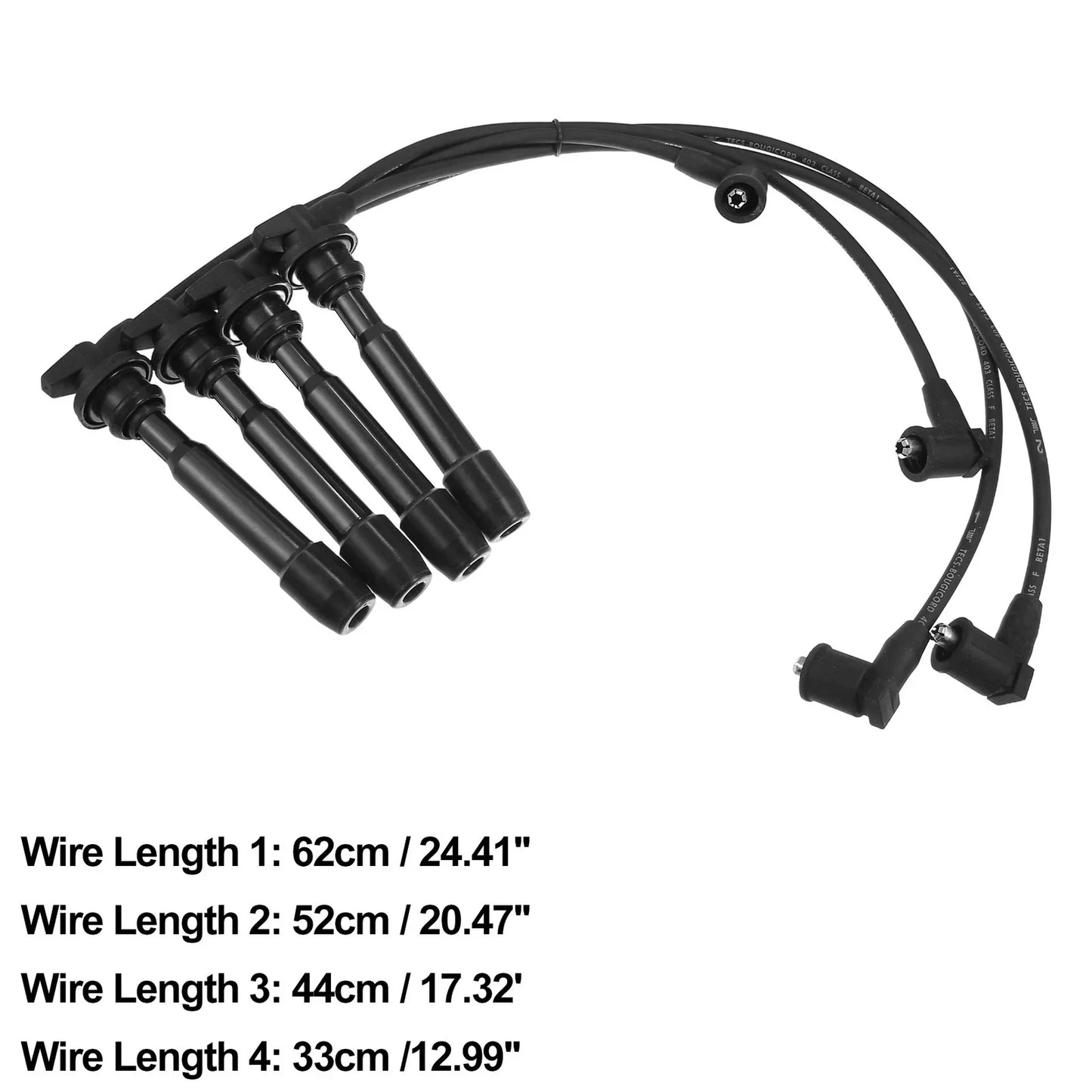 4pcs Spark Plug Ignition Wires for Hyundai Elantra (1996-2009) Black