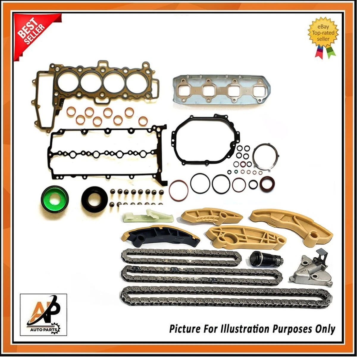 Engine Timing Chain Kit and Full Gasket Set for Jaguar Land Rover 2.0L Diesel (2012–2020)
