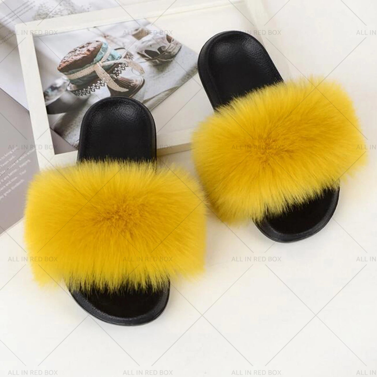 Fur Flat Slippers Sandals for Women - Fluffy Flip Flops