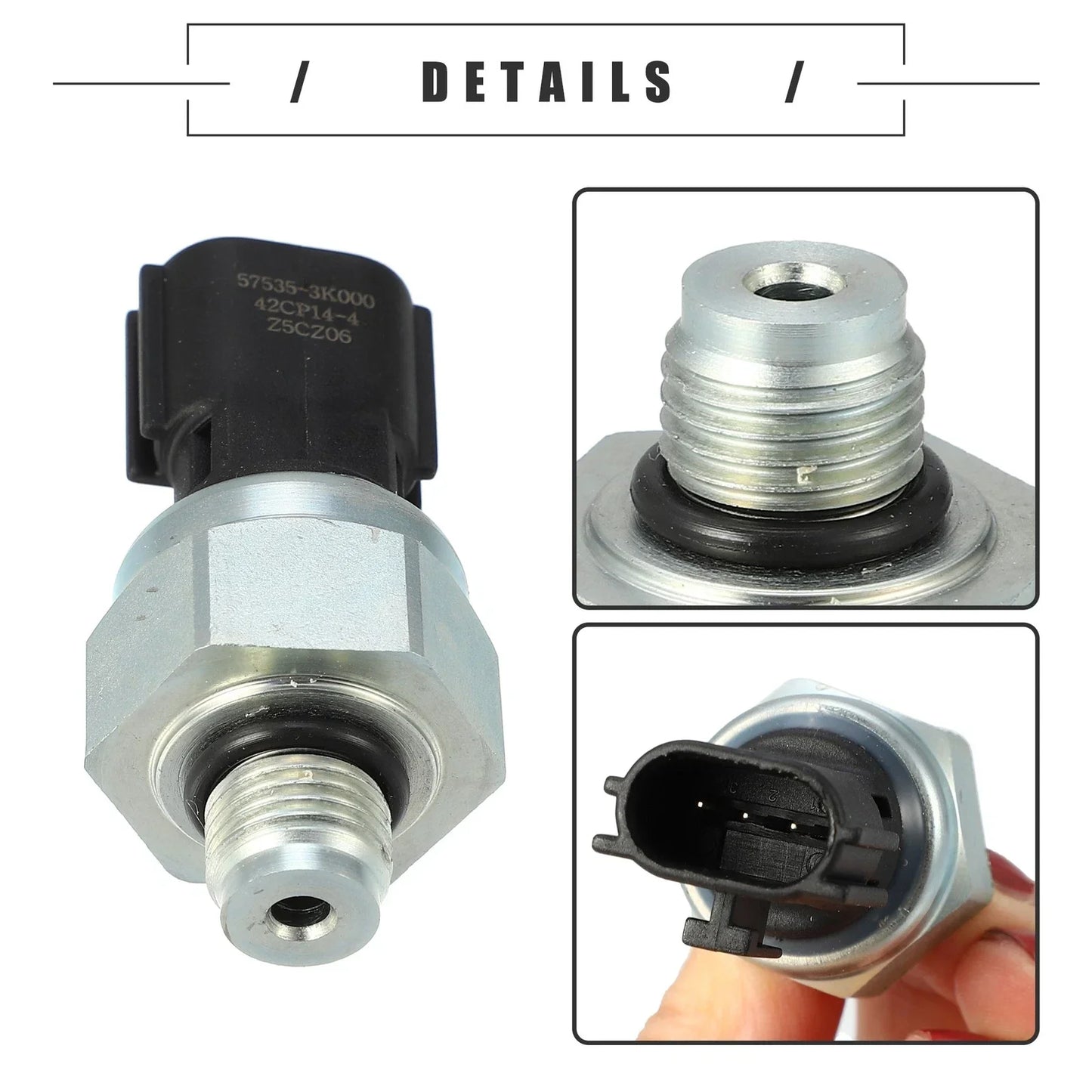 Engine Oil Pressure Sensor for Hyundai (57535-3K000) - Black Silver Tone