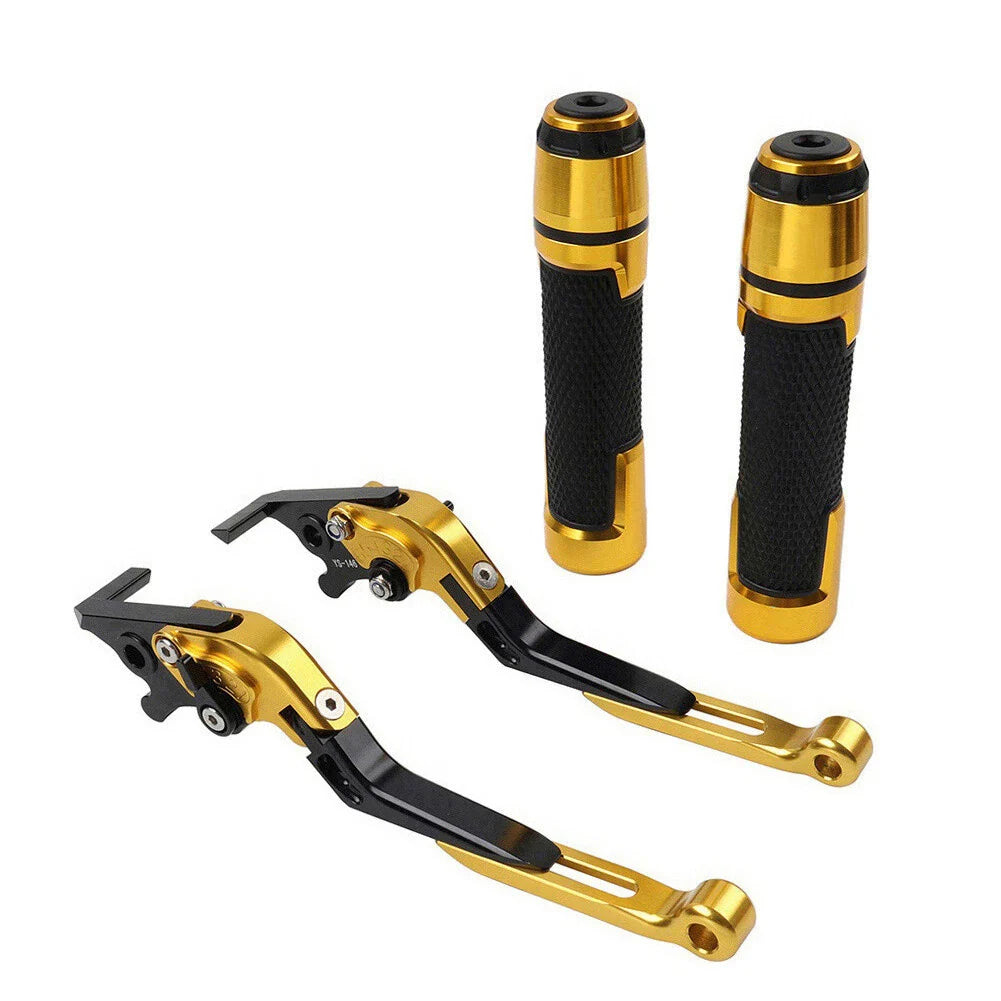 Gold Extendable Brake Clutch Levers & Handlebar Grips for Suzuki GSXR750