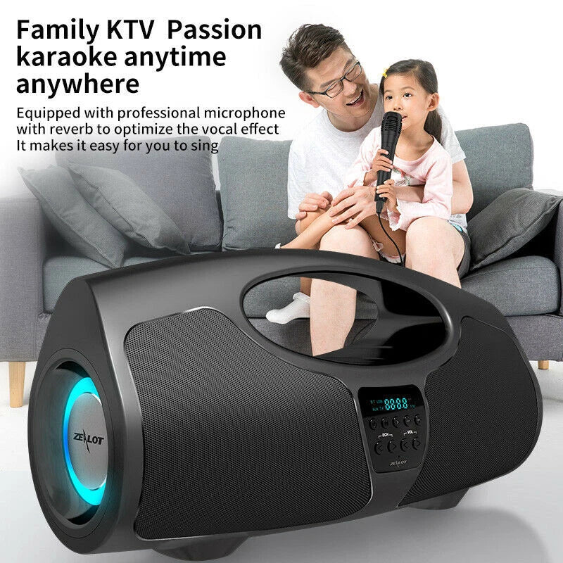 Bluetooth Portable Rechargeable Speaker with Microphone for Karaoke