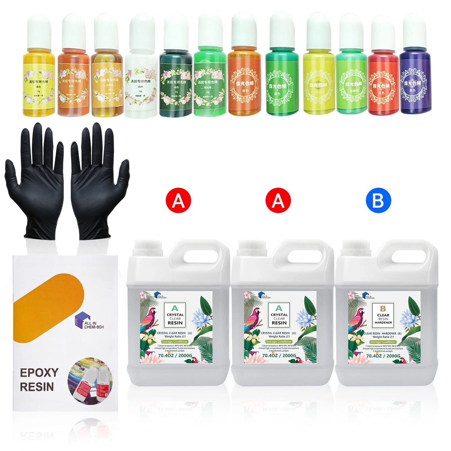Epoxy Resin Kit with UV Pigment Powder for Craft Art DIY