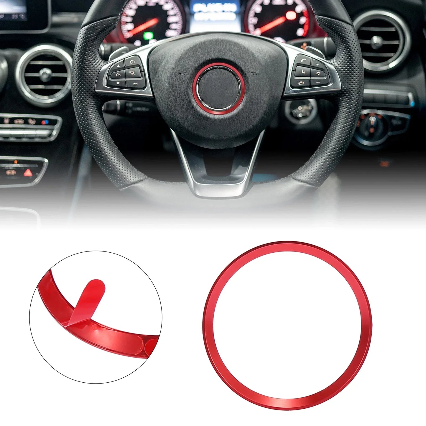 Red Steering Wheel Ring Cover Trim for Mercedes Benz C Class C200L E300L GLA220