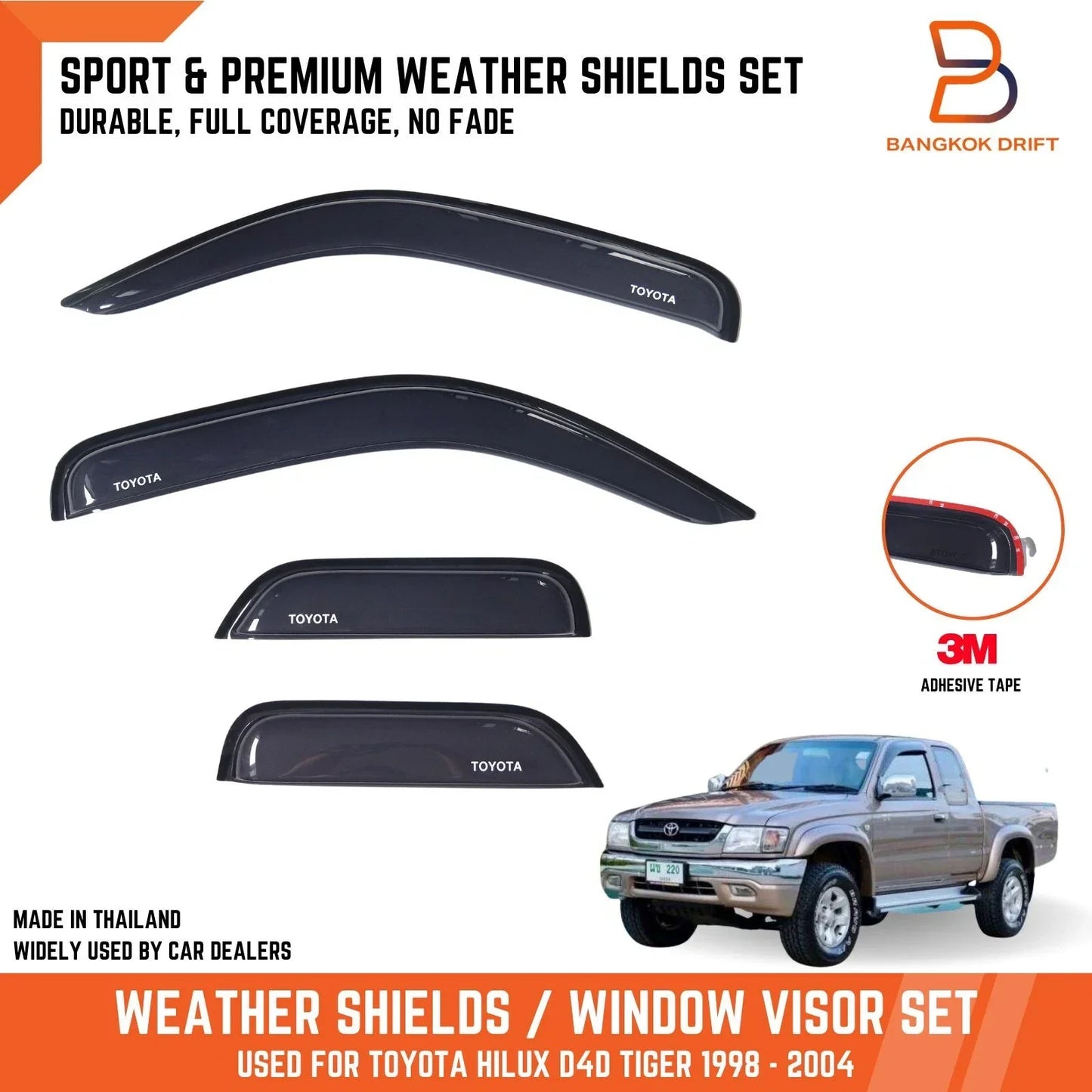 Weathershields Window Visors for Toyota Hilux Dual Cab Ute (1997-2005)