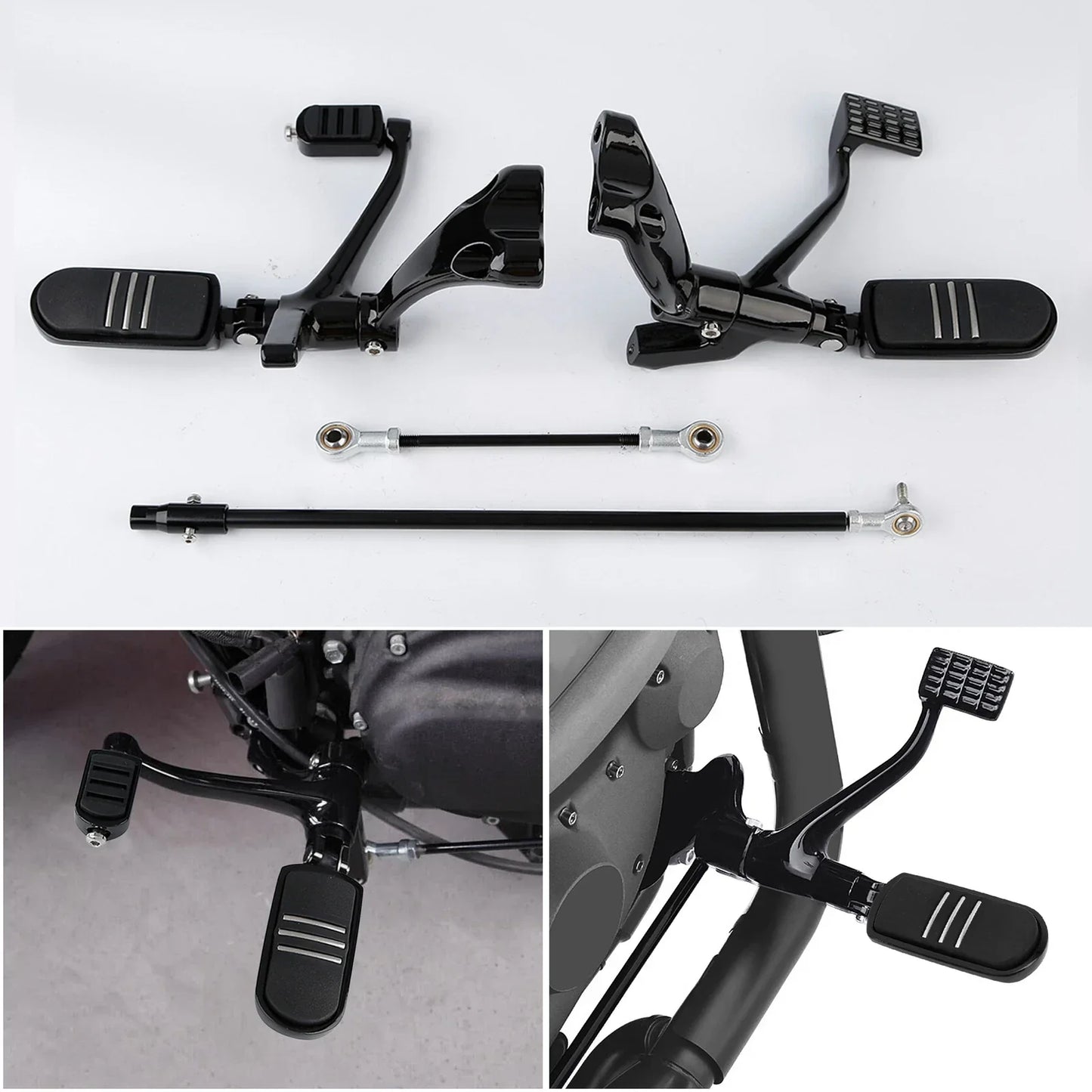 Black Forward Control Lever & Footpeg Bracket for Harley Sportster (2014-2022)