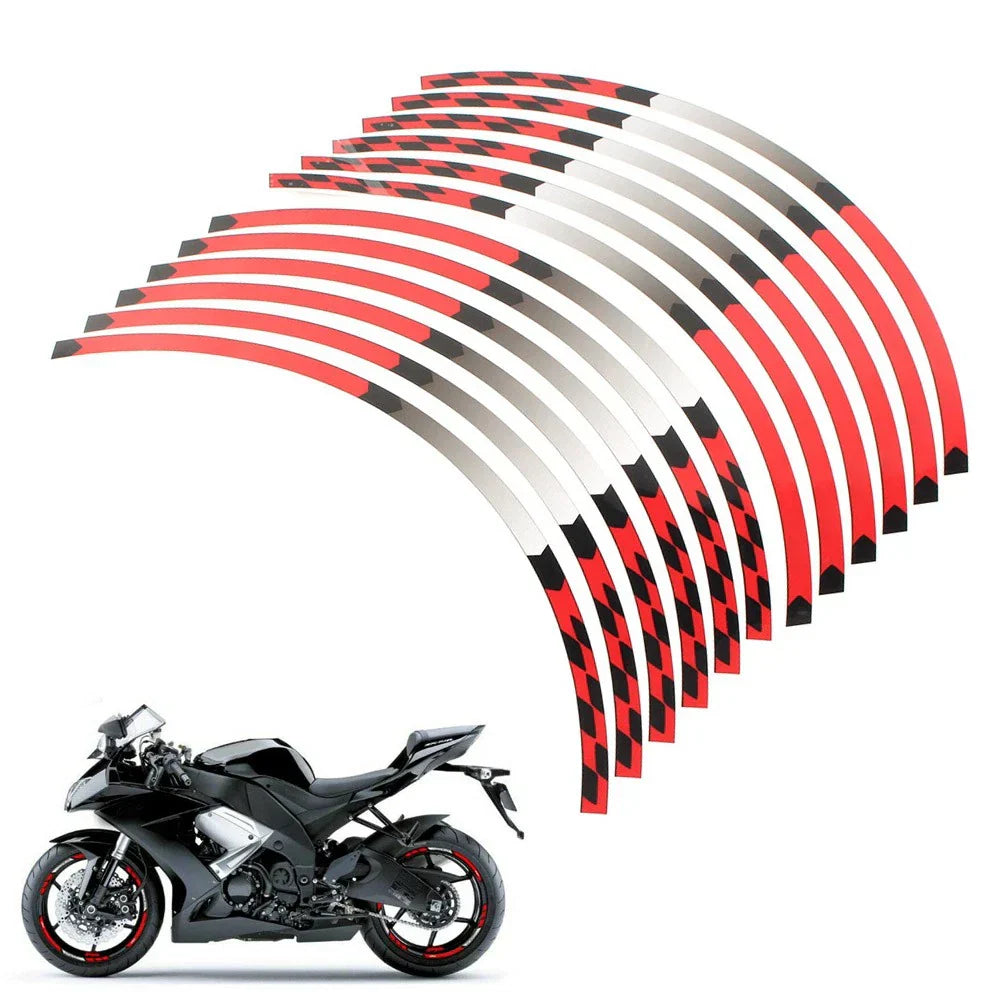 17" Rim Stripes Wheel Tape Decals Red for Kawasaki Ninja 1000 250 300 (2011-2023)