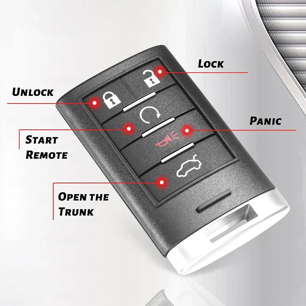 Keyless Entry Remote Key Fob 5 Button for Cadillac CTS (2008-2013)