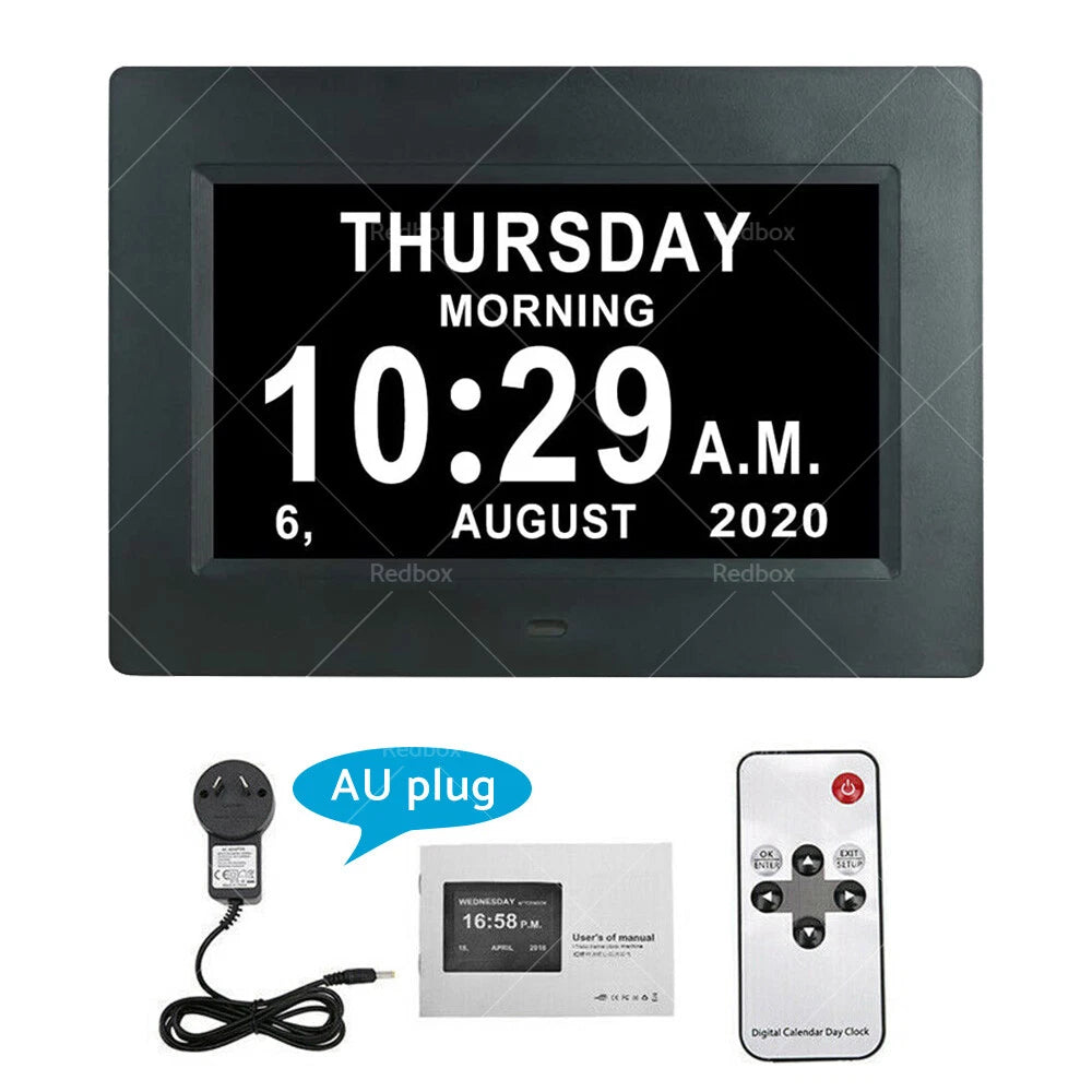 7" LED Digital Day Clock Calendar Wall for Dementia - Time, Date, Month (2023)