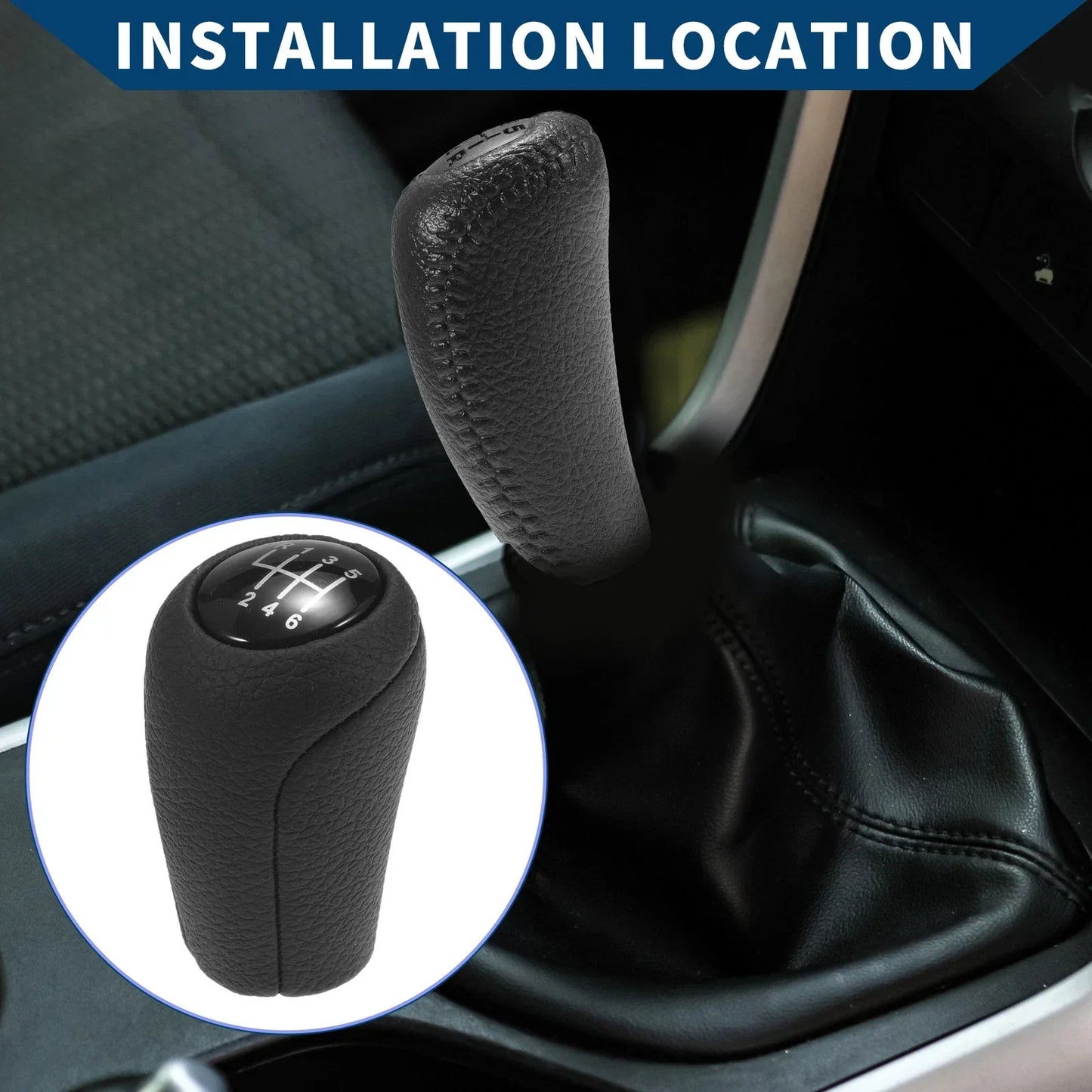 6 Speed Manual Gear Shift Knob for Mazda 3 (2010-2013) - Faux Leather Black