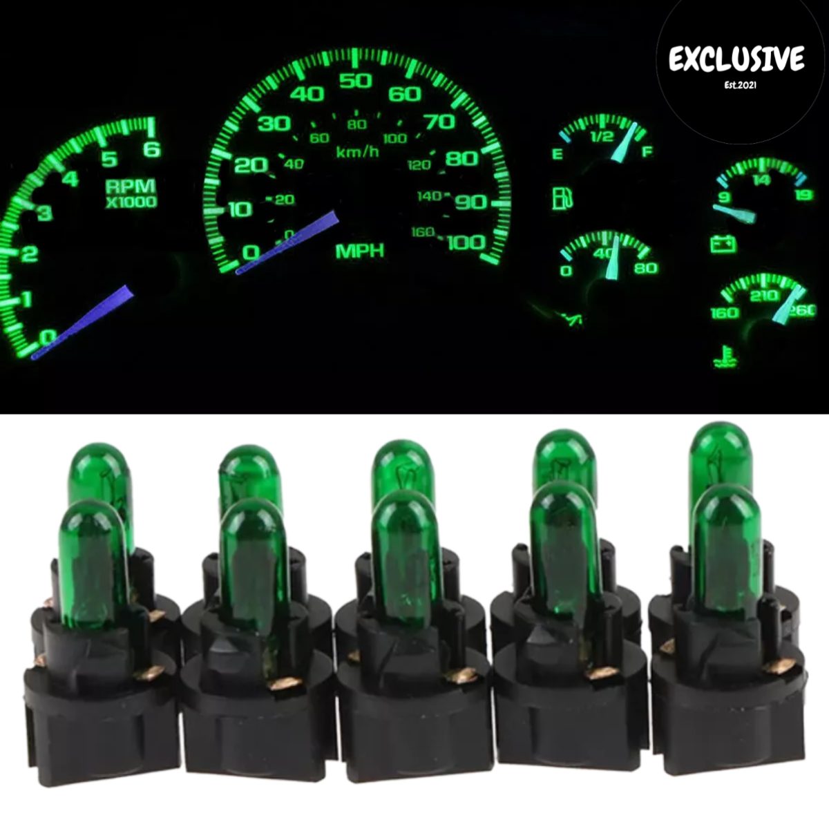 Green LED Dash Light Kit for Mitsubishi Lancer Evolution (1994-1995)