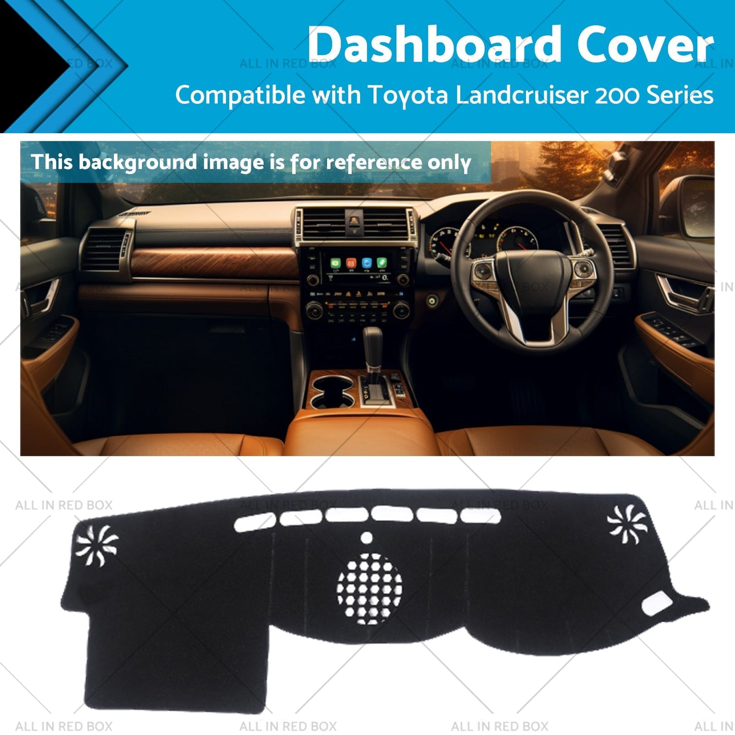 Dash Mat Black for Toyota Landcruiser 200 Series VX GXL 2015-2021