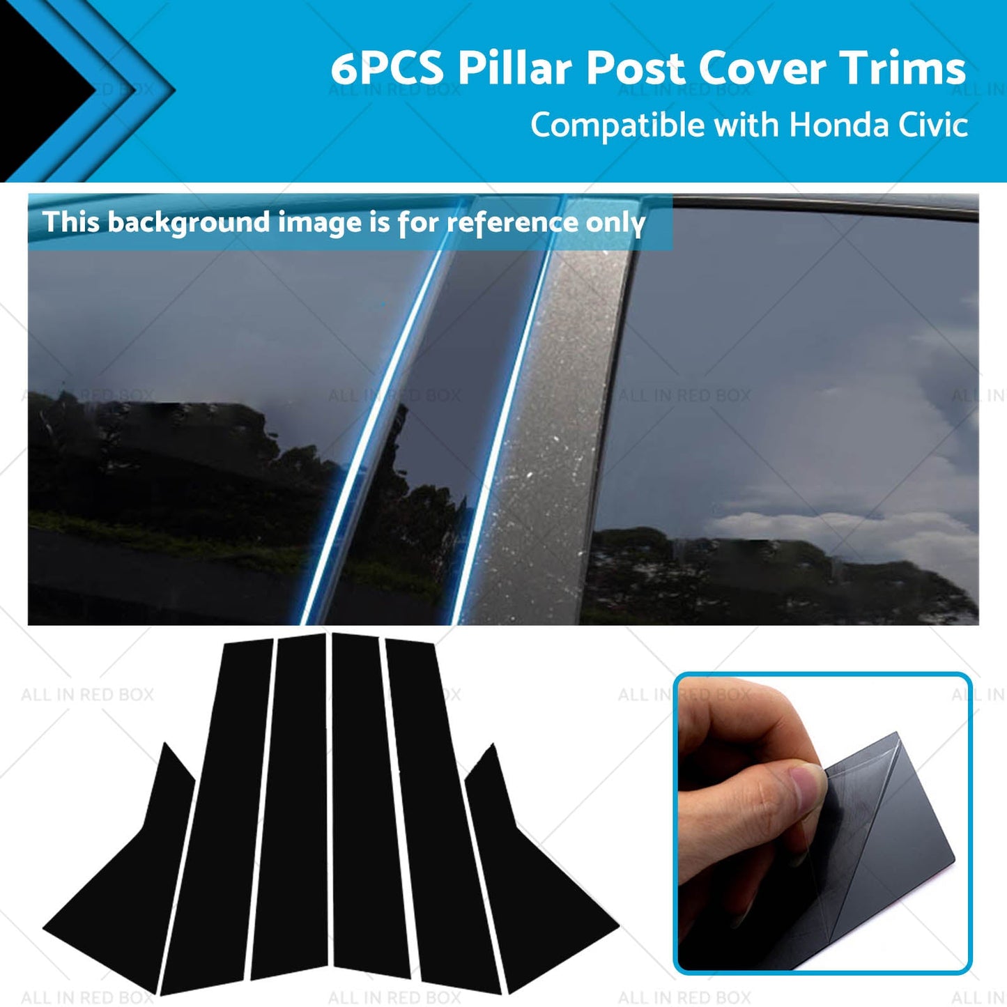 Black Pillar Post Cover Trims for Honda Civic 2022