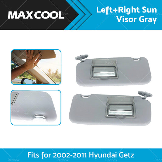 Left Right Sun Visor Shade for Hyundai Getz Grey (2002-2012)