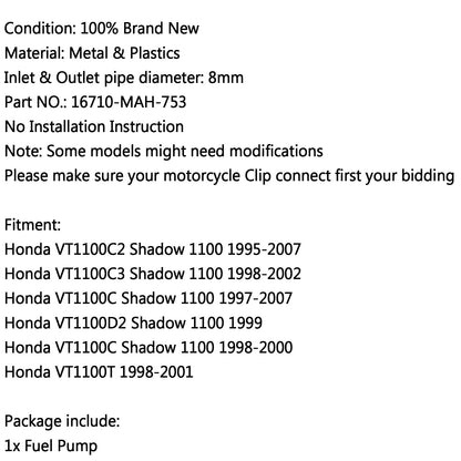 New Fuel Pump For Honda Shadow VT1100C VT1100C2 VT1100C3 1100 VT1100 1999 2002 Generic