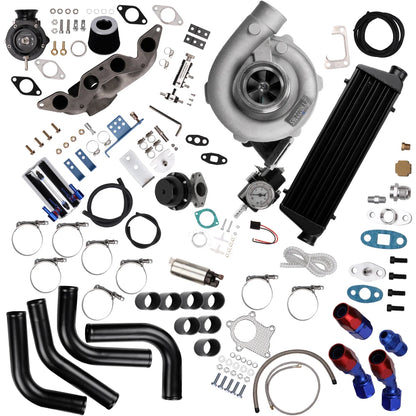 Maxpeedingrods T3 T4 Turbo Turbocharger Turbine + Intercooler Piping Kit for For Honda Civic DX Coupe 2Door For D17 GX LX