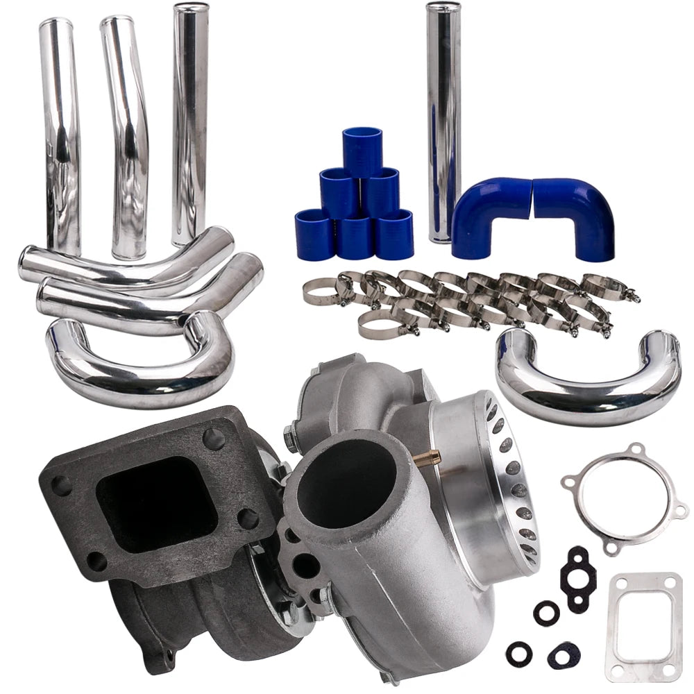 GT35 GT3582 Turbo + 2.5" 64mm Intercooler Pipe For Nissan R32 R33 R34 RB25 RB30