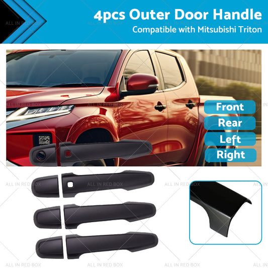 Matt Black Door Handle Cover for Mitsubishi Triton MQ MR 2015-2021