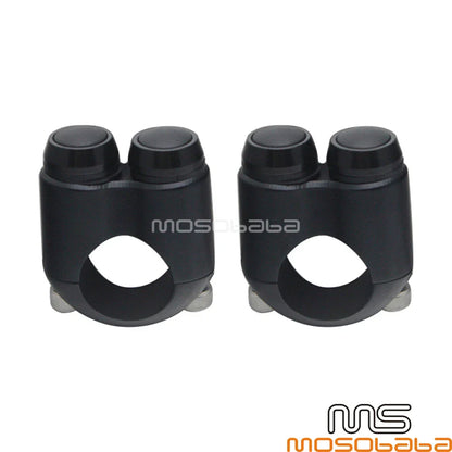 Black 1" Hand Control Dual Button Momentary Switch for Harley - 2x