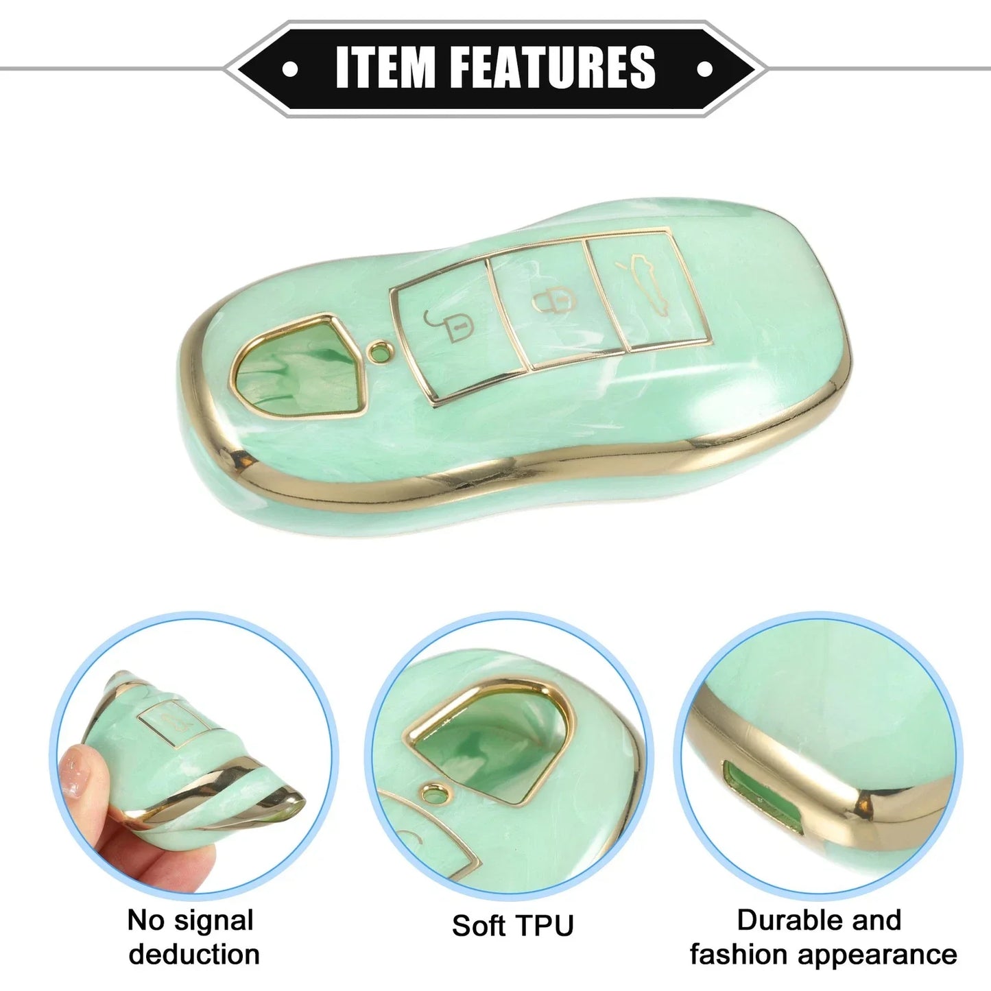 3 x Button Smart Key Fob Case Cover for Porsche Cayenne (2011-2018) TPU Green