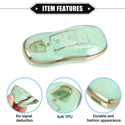 3 x Button Smart Key Fob Case Cover for Porsche Cayenne (2011-2018) TPU Green