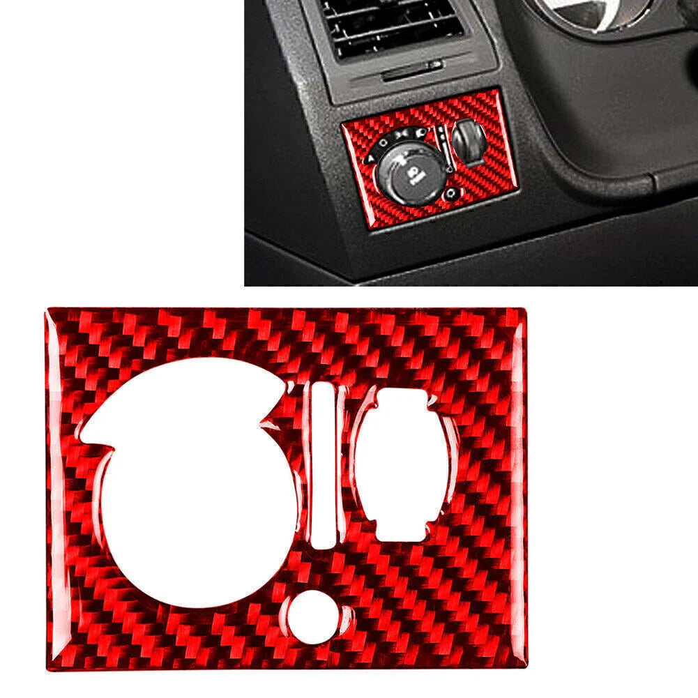 Red Carbon Fiber Headlight Switch Panel Cover for Dodge Challenger (2008-2014)