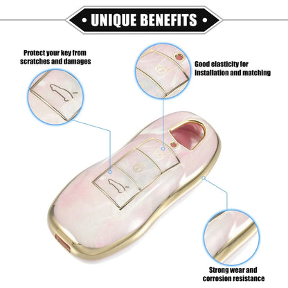 3 x Button Smart Key Fob Case Cover for Porsche Cayenne (2011-2018) TPU Pink