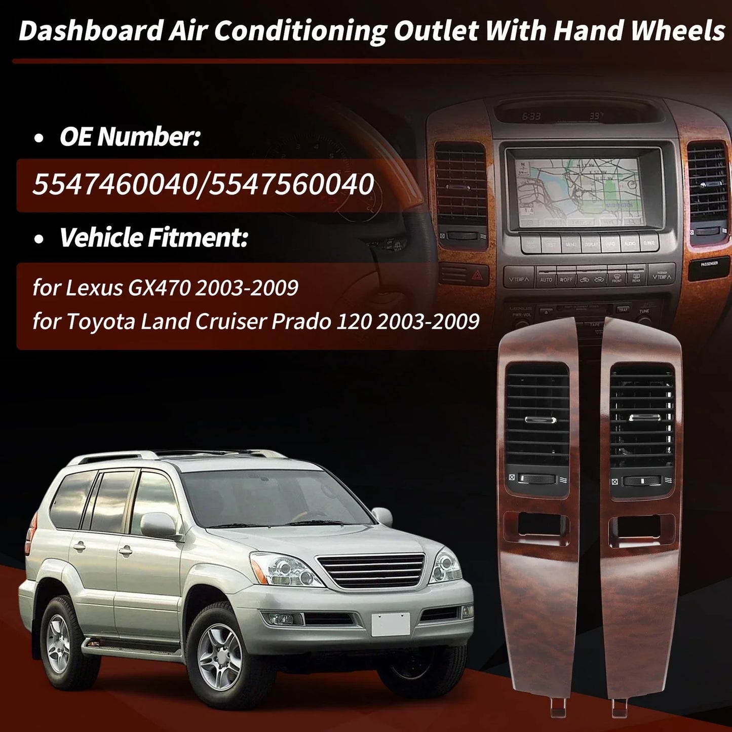 A/C Dash Air Vent Trim Panel for Lexus GX470 (2003-2009)