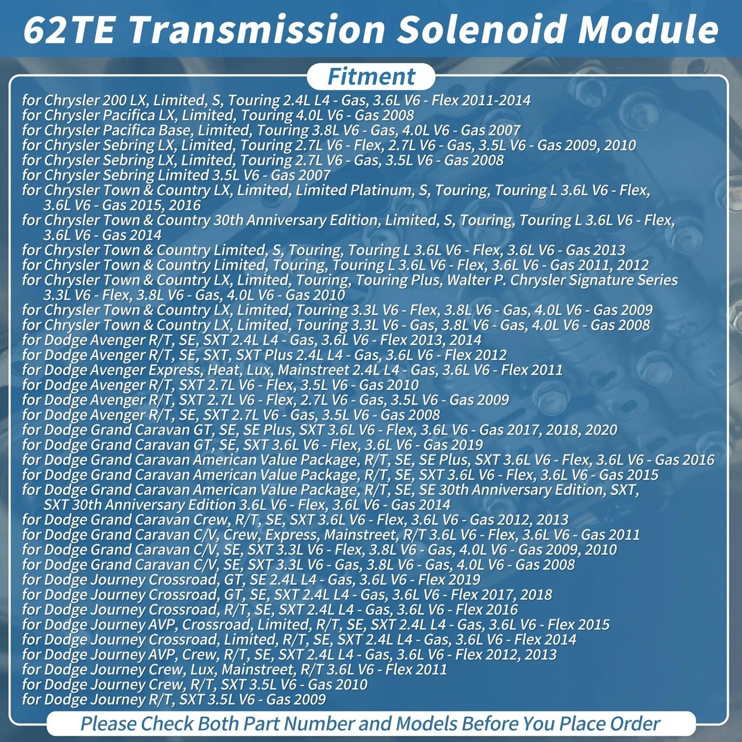 62TE Transmission Valve Body Solenoid for Dodge (2010-2014)