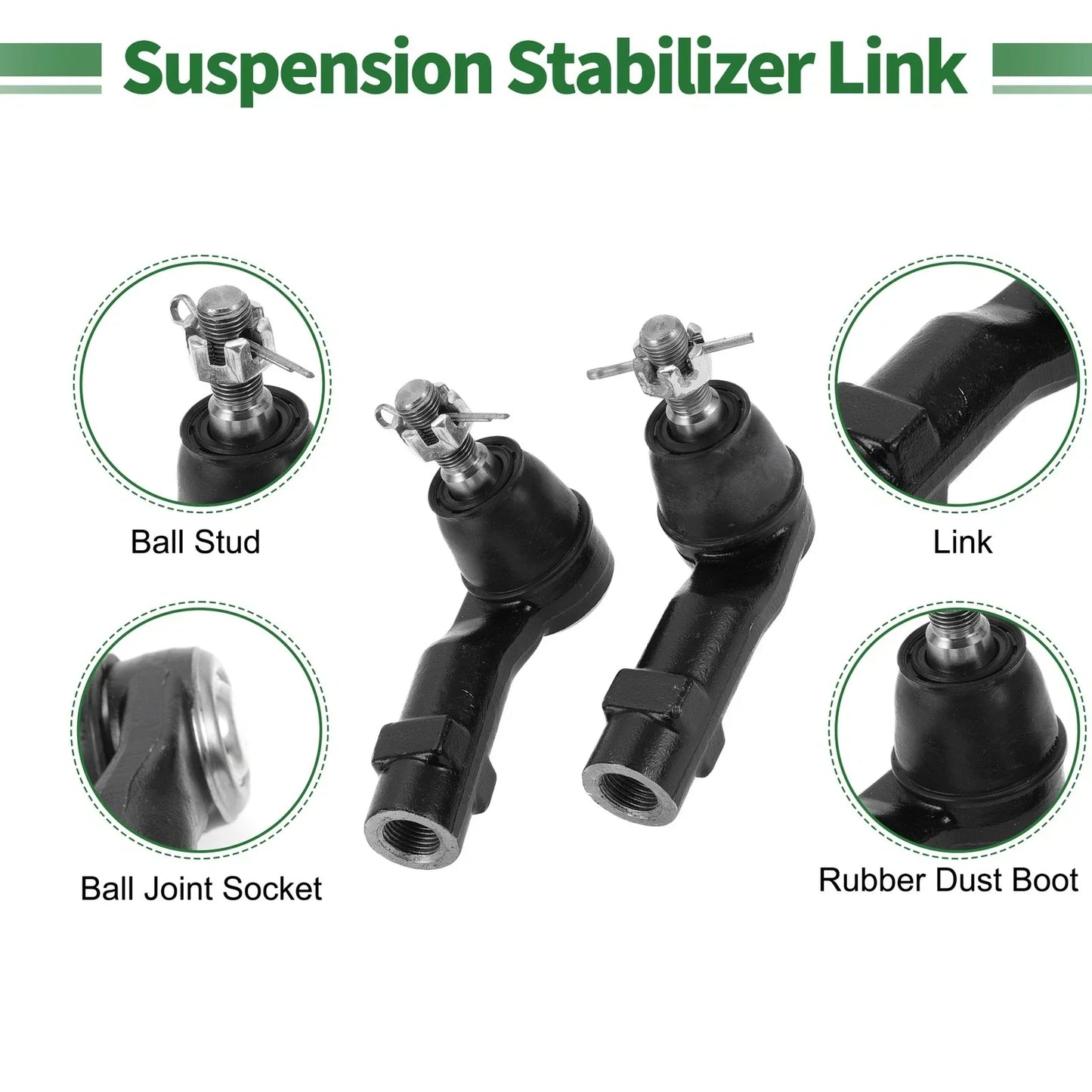 6pcs Front Suspension Kit Tie Rod Ends with Boots for Dodge Dart (2013-2016)