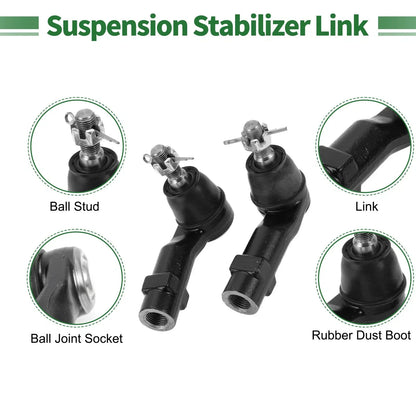 6pcs Front Suspension Kit Tie Rod Ends with Boots for Dodge Dart (2013-2016)