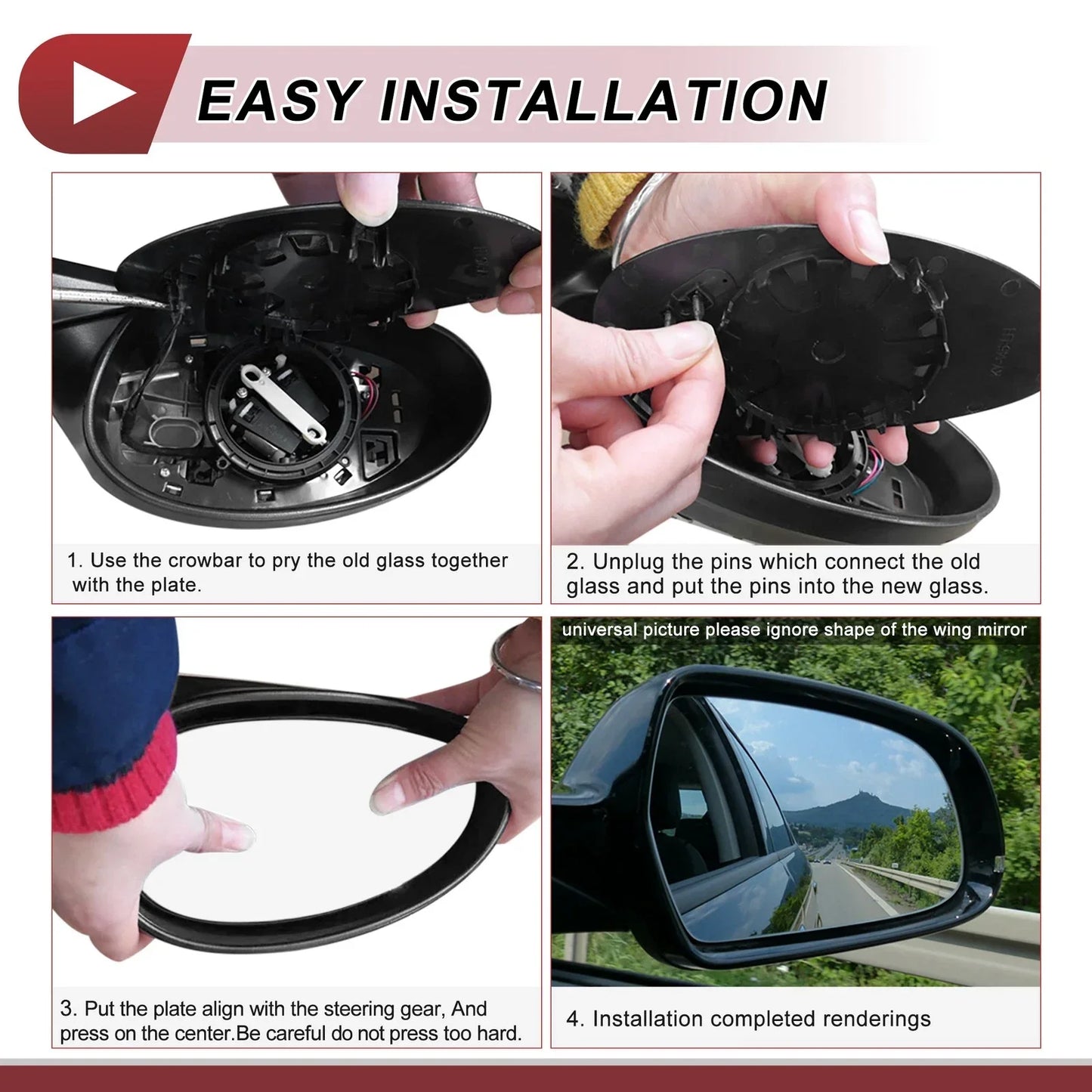 Heated Right Passenger Side Mirror Glass for Dodge RAM 1500 2500 (2019-2023)